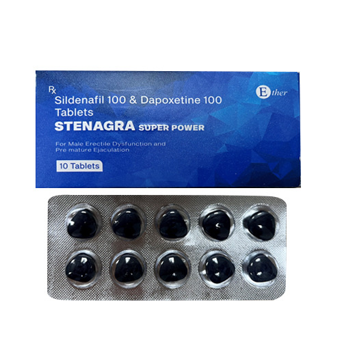 Stenagra super power Sildenafil 100 & Dapoxetine 100 Viên nén hành động kép Blue Diamond Super Viagra Viagra 10 viên/hộp